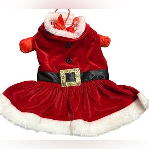 PAWPATU NWT velvet Mrs claus dress -red/white -medium 12-14” chest